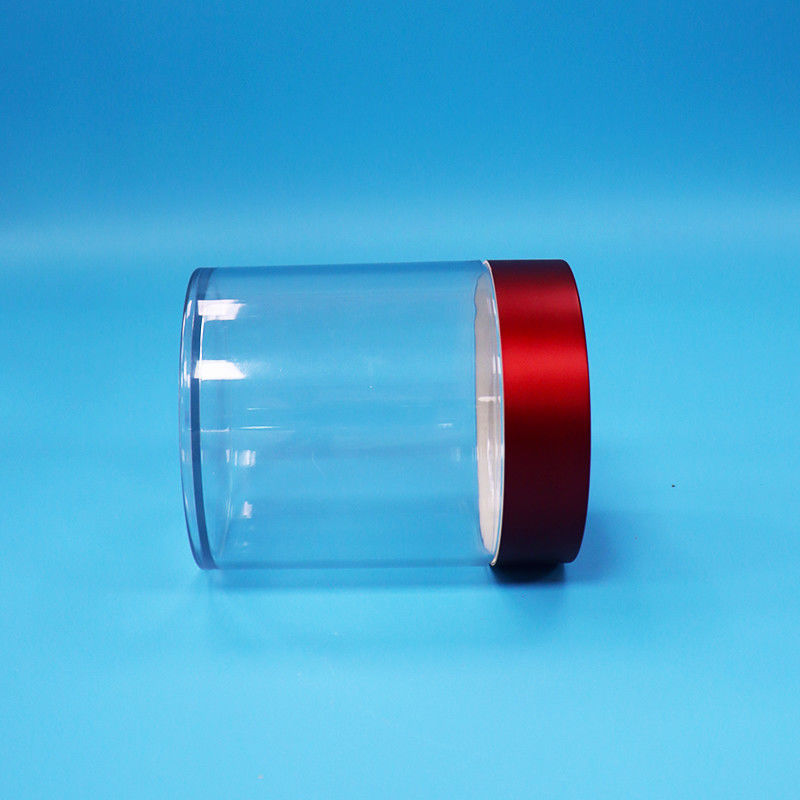 Thức ăn cấp độ kẹo bánh quy đúc dẻo hồng Transparent PET nhựa vòng bình vít nắp đỏ