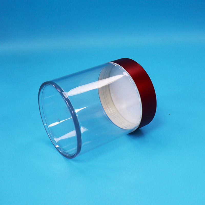 Thức ăn cấp độ kẹo bánh quy đúc dẻo hồng Transparent PET nhựa vòng bình vít nắp đỏ