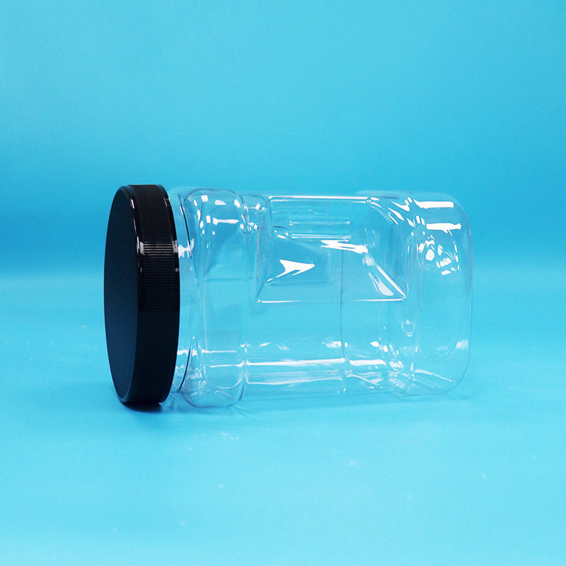 Trái cây khô và các loại hạt hình vuông PET nhựa cầm với nắp phẳng đen