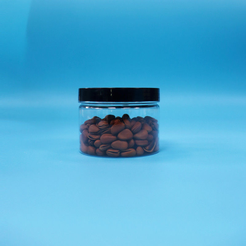 Nhìn qua hình miệng tròn PET bình nhựa cho hạt trà đen đồ chơi quà tặng kẹo Cooike