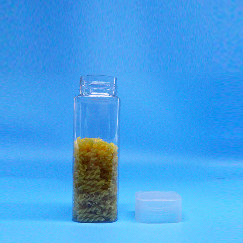 Môi rộng 600ml đồ ăn nhẹ kẹo mịn xuyên Quảng trường PET chai nhựa nét nét