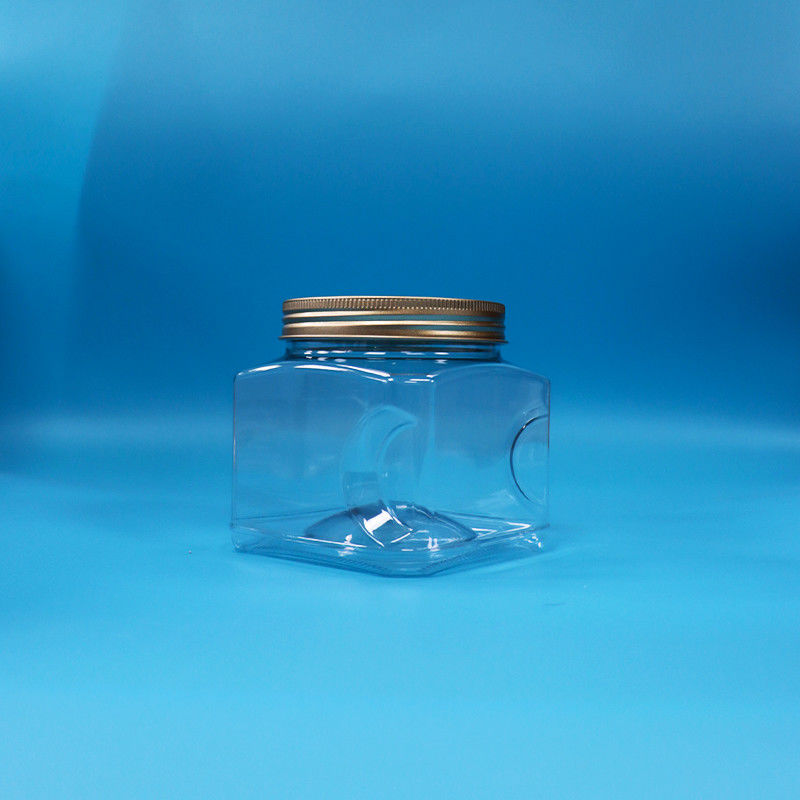 Đồ ăn kẹo đồ ăn nhẹ chất lượng thực phẩm PET Hình vuông rõ ràng Nhóm nhựa cầm lọ nắp nhôm