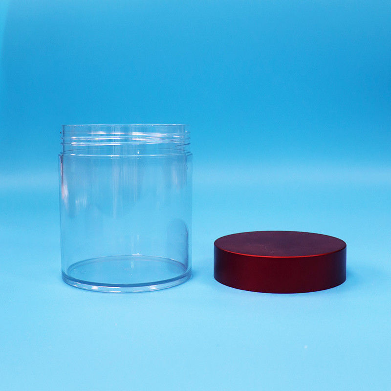 Không có BPA kẹo bánh quy hạt chất lượng thực phẩm PET Transparent Plastic Jar Screw Red lid