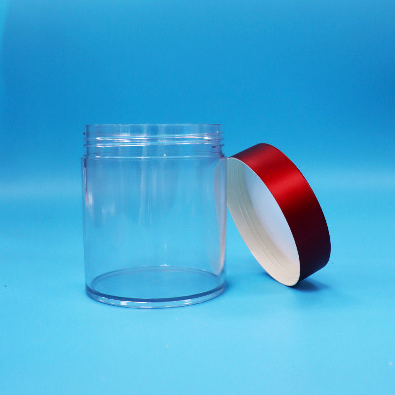 Không có BPA kẹo bánh quy hạt chất lượng thực phẩm PET Transparent Plastic Jar Screw Red lid