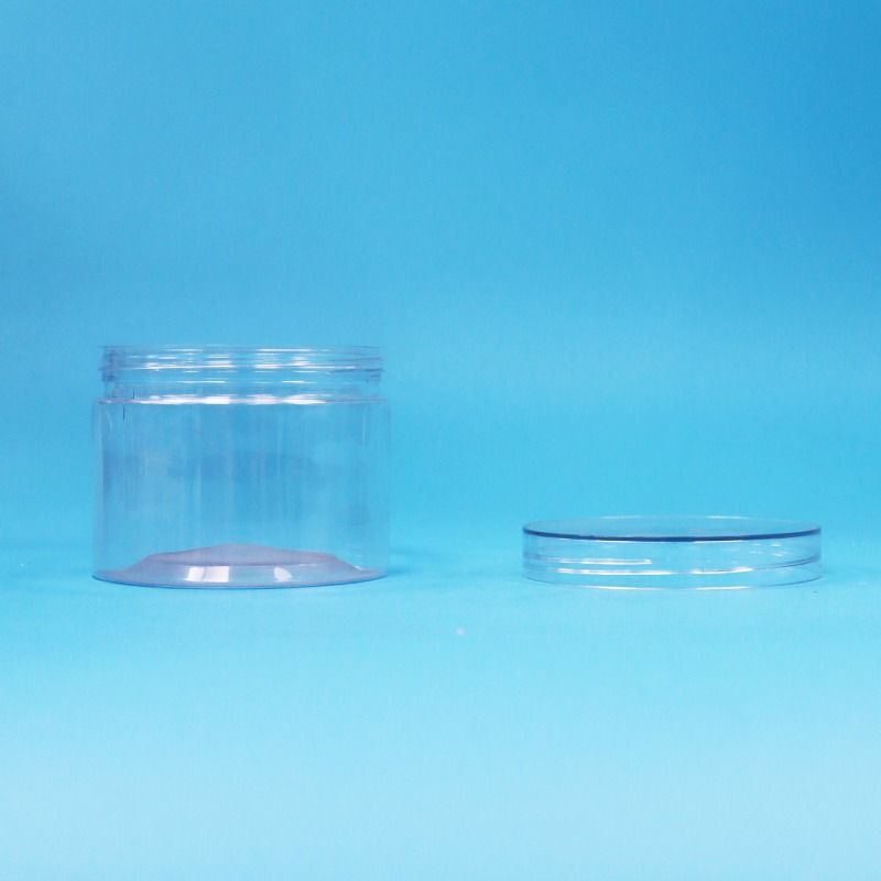 Thức ăn chất lượng Transparent PET nhựa Dry Food kẹo hạt quà bình vít nắp phẳng