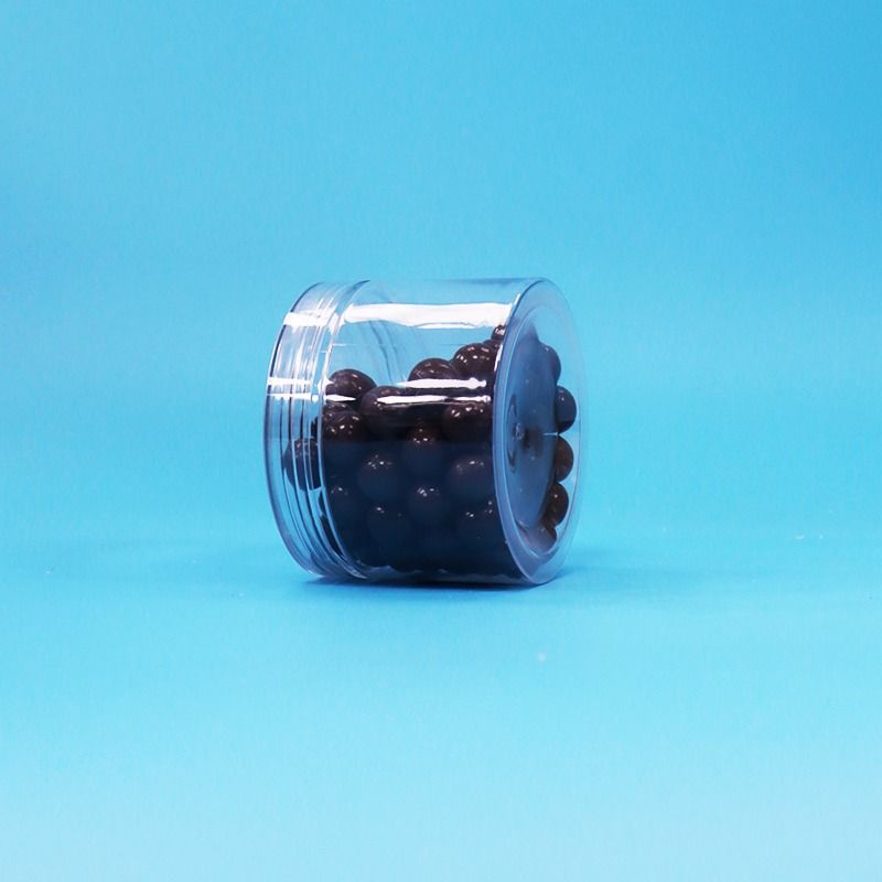 Thức ăn chất lượng Transparent PET nhựa Dry Food kẹo hạt quà bình vít nắp phẳng