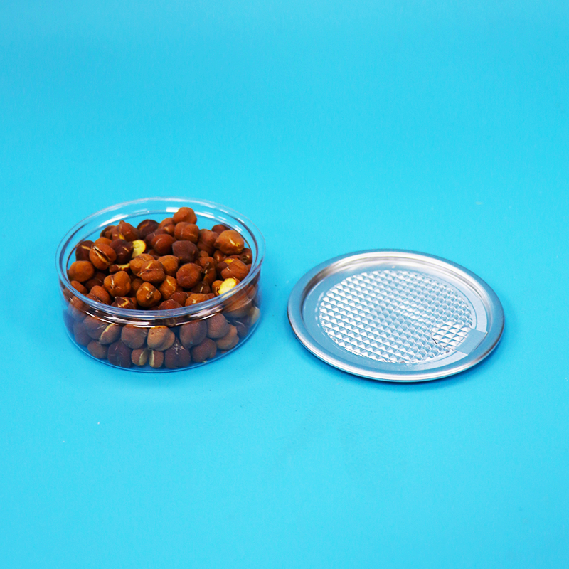 Lon nhựa PET tròn nắp dễ mở cho bao bì thực phẩm, kẹo, bánh quy, đồ ăn nhẹ