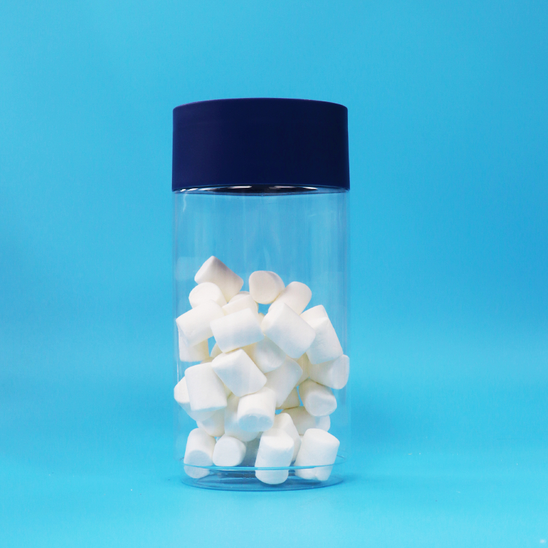 Hũ nhựa PET trong suốt hình bầu dục đựng bánh quy, hạt, kẹo, nắp chống giả mạo