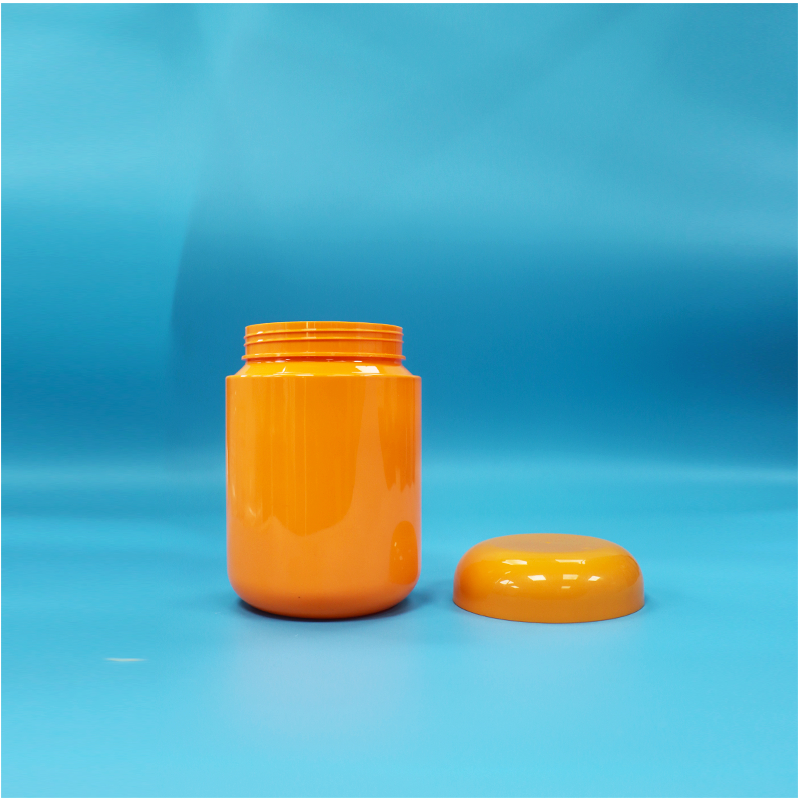 Hũ nhựa tròn màu cam 1000ml đựng ngũ cốc và bột óc chó mè đen