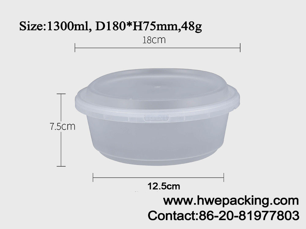 Thermoformed IML Fast Food Take Away Bao bì Khay nhựa có nắp 1300ml Chống rò rỉ