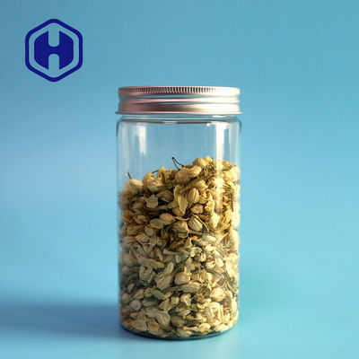 Tròn thẳng 70mm Đồ ăn nhẹ Hũ nhựa trong suốt có nắp nhôm 490ml