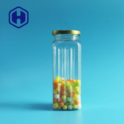 Lọ nhựa PET trong suốt Con chó Xử lý thực phẩm Bao bì bằng kim loại hình vuông Thiếc