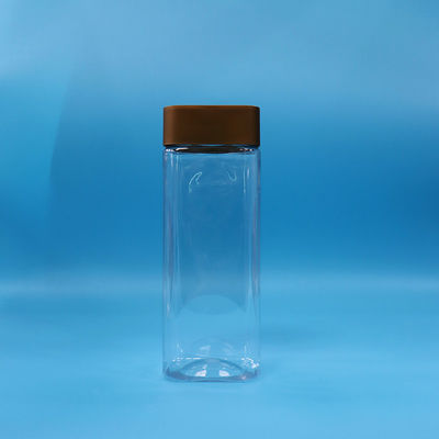 Rỗng Transparent rộng miệng hình chữ nhật PET nhựa kẹo hạt bình vít nắp