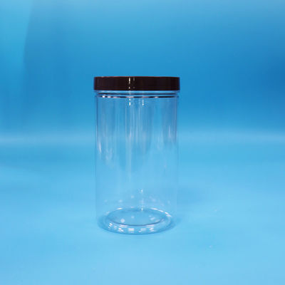 Nhựa Transparent PET đồ ăn nhẹ Thực phẩm Sweet Nuts Jar Với Đen Normal Screw Top Cap