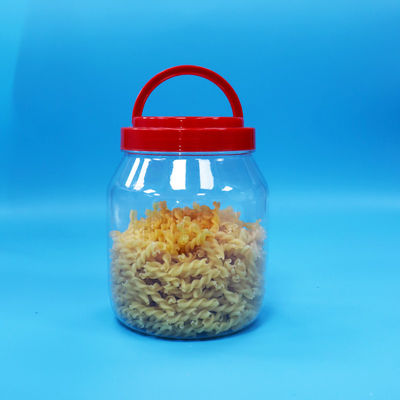 Candy Cookie Wide Mouth PET Food Grade Transparent Cylindrical Jar Screw Red Lid