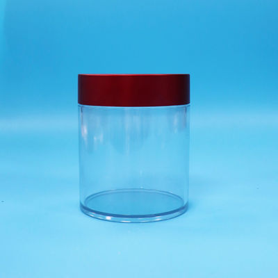 Không có BPA kẹo bánh quy hạt chất lượng thực phẩm PET Transparent Plastic Jar Screw Red lid
