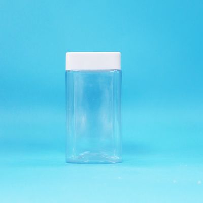 Chất lượng thực phẩm Trình vuông trong suốt PET rỗng nhựa thực phẩm kẹo bánh quy kẹo Jar trắng nắp