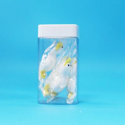 Hũ nhựa PET trong suốt nắp trắng hình vuông đựng thực phẩm, kẹo, bánh quy, đạt chuẩn thực phẩm