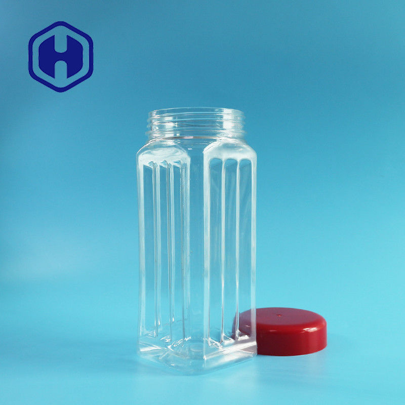 Chiều cao 171mm PET Hũ vuông Hạt điều Số lượng lớn Hạt điều Trà thơm Rau củ khô 560ml