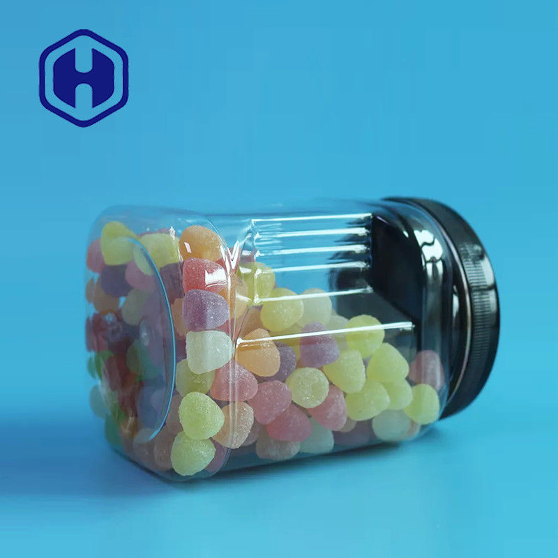 Có thể xếp chồng lên nhau Mason PET Square Clear Grip Jars With Round Lids Đóng gói thực phẩm Cookie