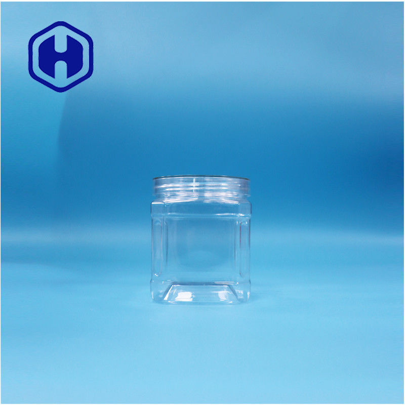 Nhìn rõ hình vuông PET nhựa thực phẩm hạt đường kẹo kẹo cao su bánh quy Oat Twist Jar