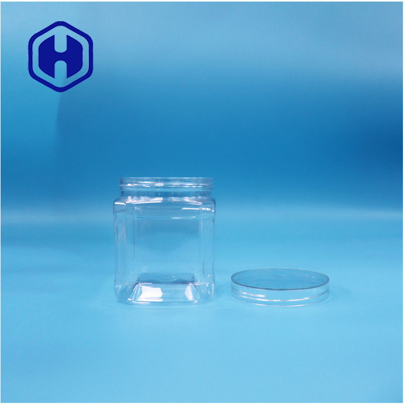 Nhìn rõ hình vuông PET nhựa thực phẩm hạt đường kẹo kẹo cao su bánh quy Oat Twist Jar