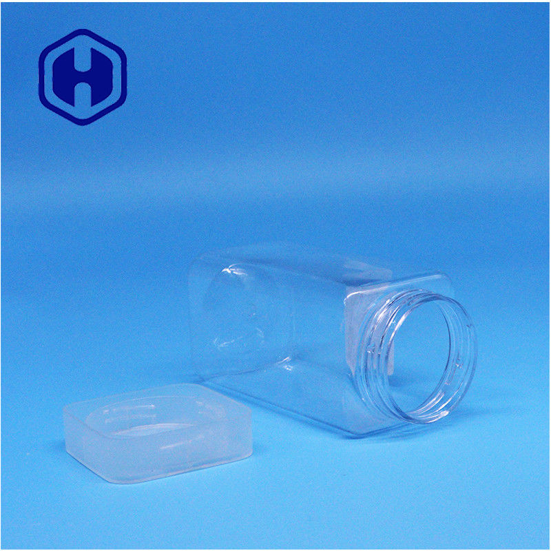 Mực đậu phộng hình vuông rõ ràng Jelly Tea Leaf Pecan Plastic PET Jars Flat Screw Top Lid