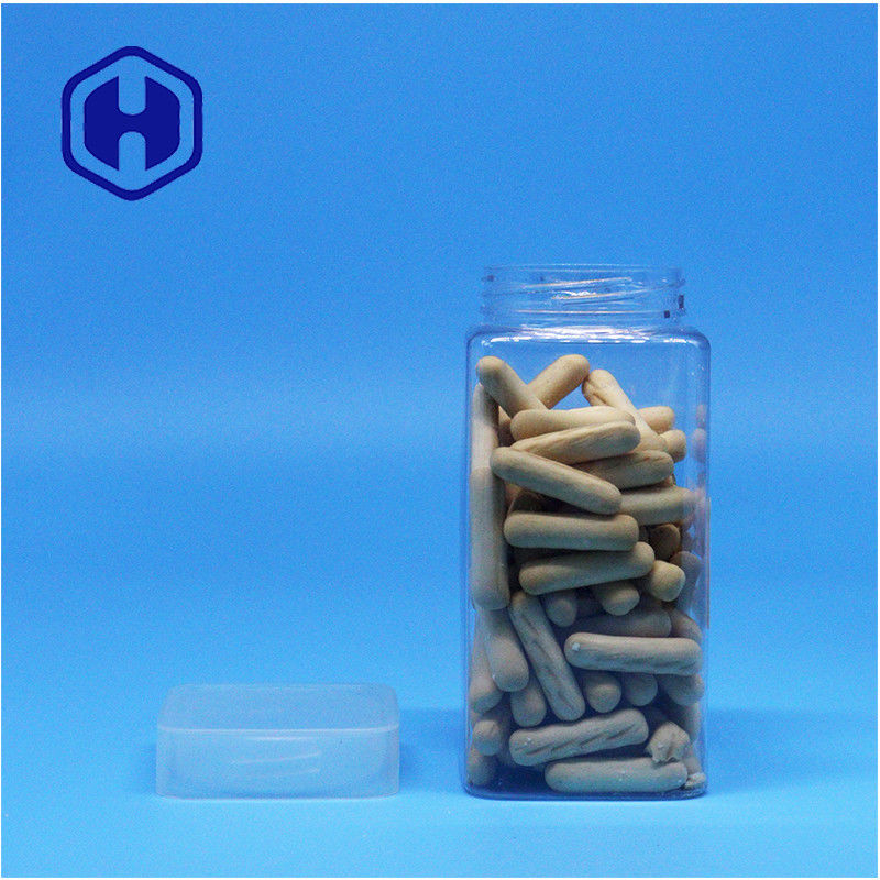 Mực đậu phộng hình vuông rõ ràng Jelly Tea Leaf Pecan Plastic PET Jars Flat Screw Top Lid
