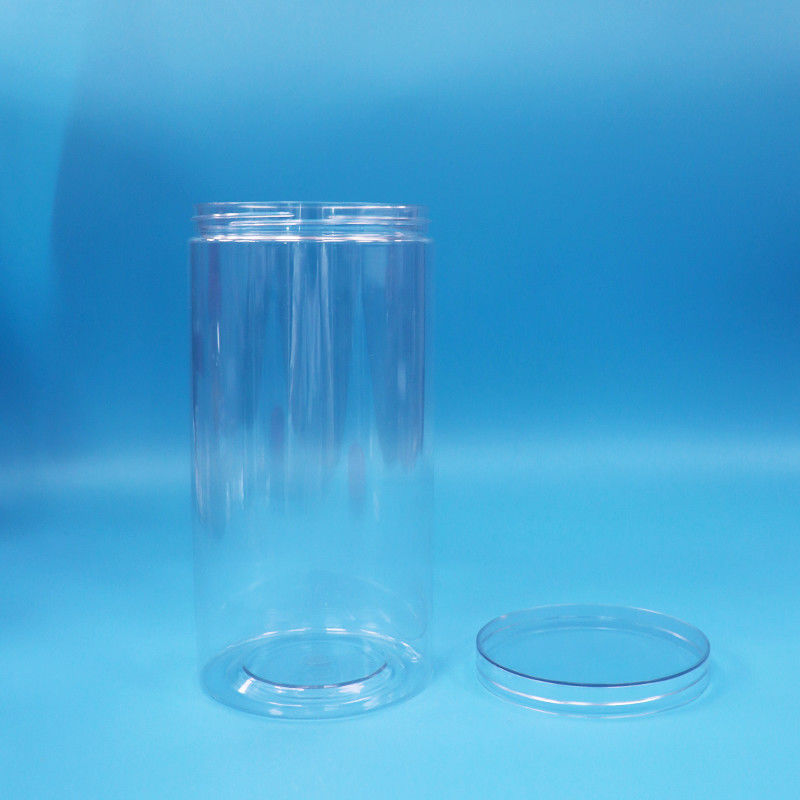 Chất lượng thực phẩm rõ ràng PET xi lanh tròn nhựa kẹo bánh quy đồ ăn bình vít Clear Cap