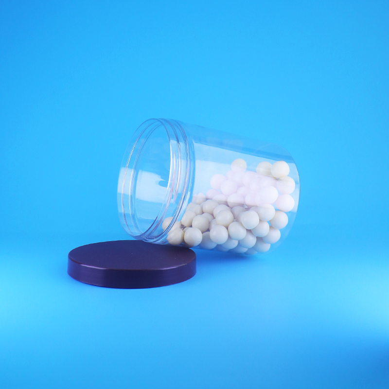 Hũ nhựa PET trong suốt hình tròn cao kín khí dùng cho thực phẩm, nắp vặn phẳng