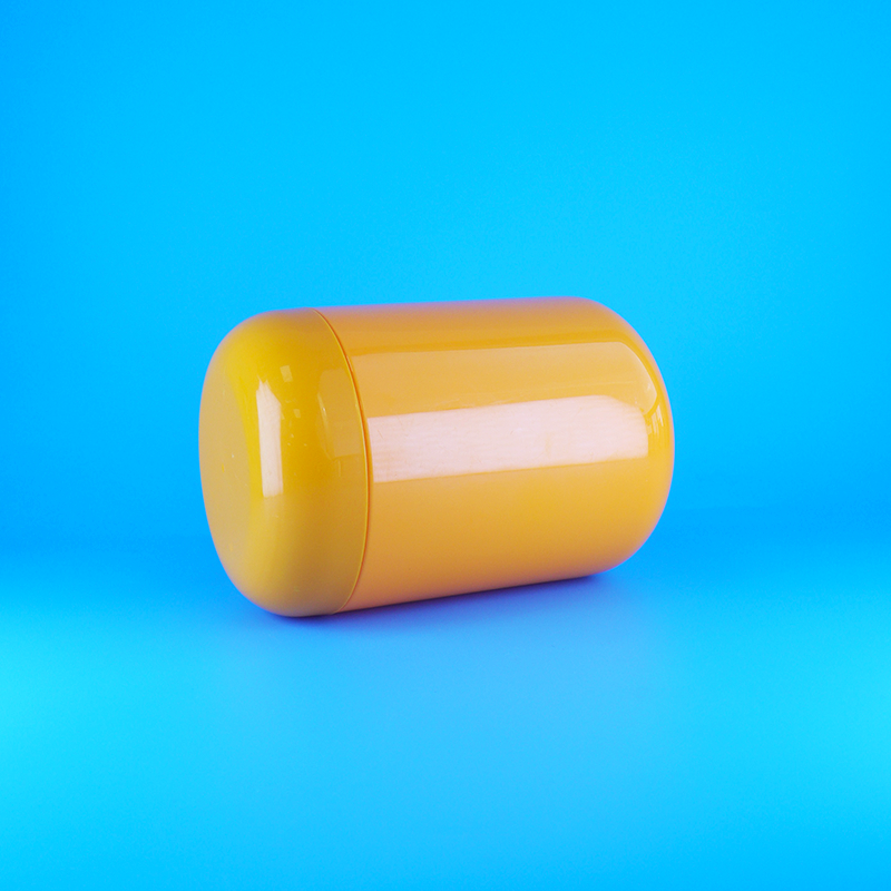 Hũ nhựa PET hình tròn màu cam thực phẩm, nắp vặn phẳng màu cam, đựng bánh quy, kẹo