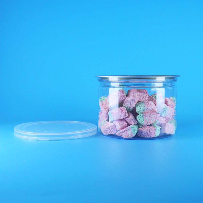 Hũ tròn PET trong suốt nắp mở dễ dàng bằng nhựa cho thực phẩm, kẹo, bánh quy, đồ ăn nhẹ, trà