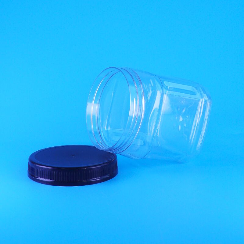 Không khí hình vuông Clear Screw Cap Plastic Skittles Chocolate Chip Bean Pine Nut Storage Jars