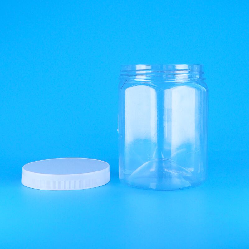 Hũ nhựa PET trong suốt hình lục giác đựng bánh quy, hạt hồ đào, khoai tây chiên khô, nắp phẳng màu trắng