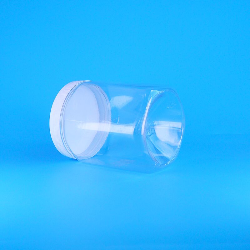Hũ nhựa PET trong suốt hình lục giác đựng bánh quy, hạt hồ đào, khoai tây chiên khô, nắp phẳng màu trắng