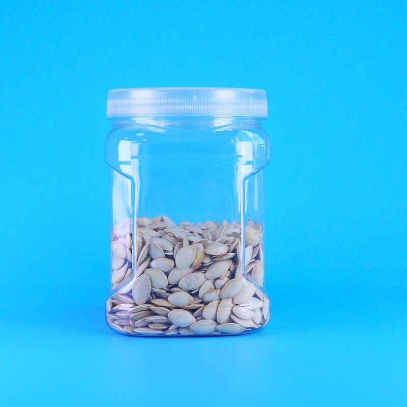 Nắp vặn vuông PET trong suốt, Nhựa, Lưu trữ, Cầm nắm, Đen, Gạo, Lúa mì, Bánh quy, Hũ