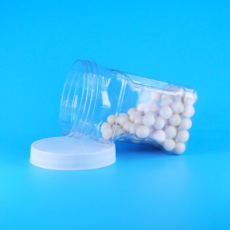 Hũ bánh quy nhân mè bột ngô PET nắp vặn nhựa trong suốt, tay cầm vuông, không chứa BPA