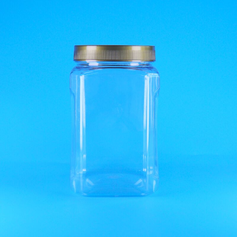 PET hình vuông rõ ràng Brown nắp nhựa Bánh kẹo loại thực phẩm