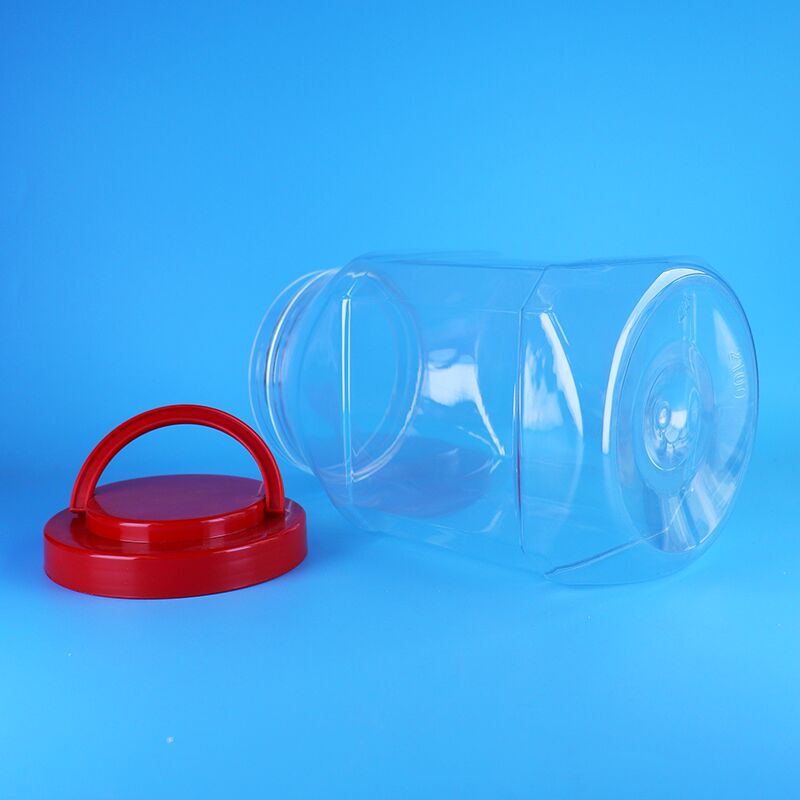 2100ml Máy xử lý vít màu đỏ Nắp rõ ràng chất lượng thực phẩm PET nhựa kẹo tôm Chips lọ