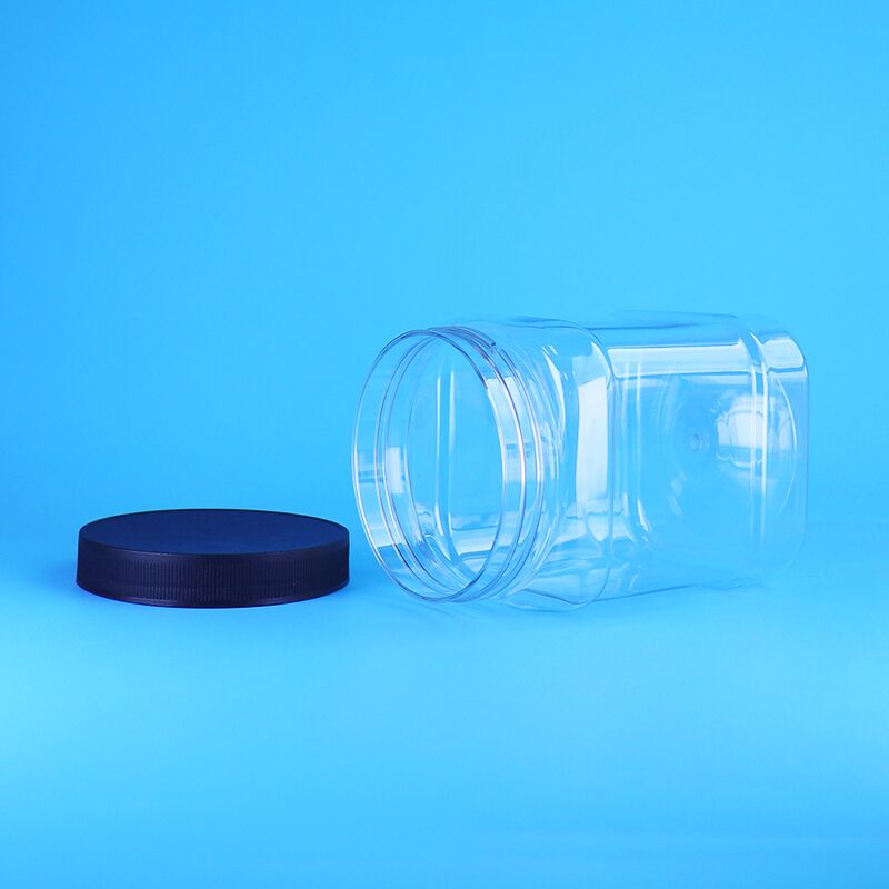 Hũ nhựa vuông PET trong suốt 850ml, cấp thực phẩm, nắp vặn tùy chỉnh dùng cho trái cây sấy khô