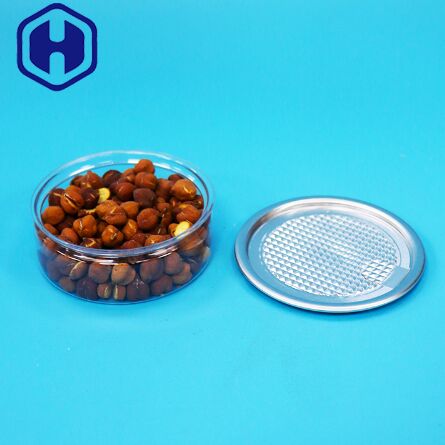 Lon nhựa PET tròn nắp dễ mở cho bao bì thực phẩm, kẹo, bánh quy, đồ ăn nhẹ