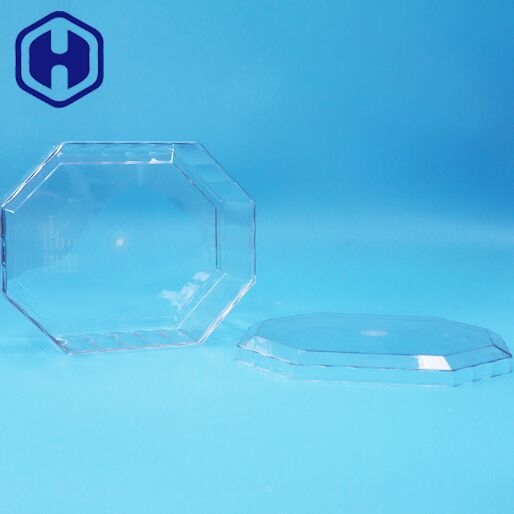 Hàm thực phẩm rỗng trái cây khô kẹo chocolate bánh quy PET nhựa hộp bao bì hình tám giác