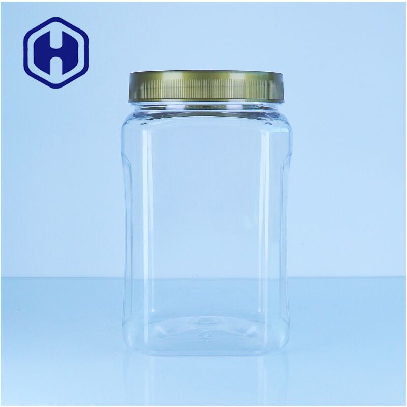 Square PET Clear Plastic Honey Jar Vít Nắp thực phẩm Các loại hạt Trái cây sấy khô Kẹo Dễ dàng đổ