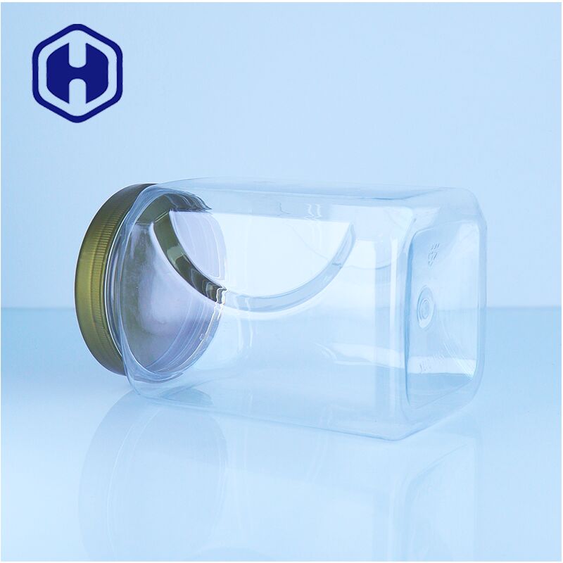 Square PET Clear Plastic Honey Jar Vít Nắp thực phẩm Các loại hạt Trái cây sấy khô Kẹo Dễ dàng đổ