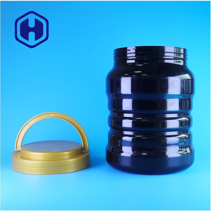 PET Đen Vòng Plastic Jar Với Cúp tay cầm Granola Trail Mix Thực phẩm an toàn thuận tiện