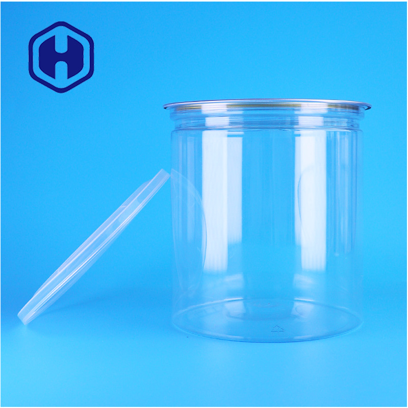 Hộp nhựa tròn trong suốt PET cho các loại hạt Trái cây sấy khô Thực phẩm Kẹo Cấp thực phẩm Nắp mở dễ dàng