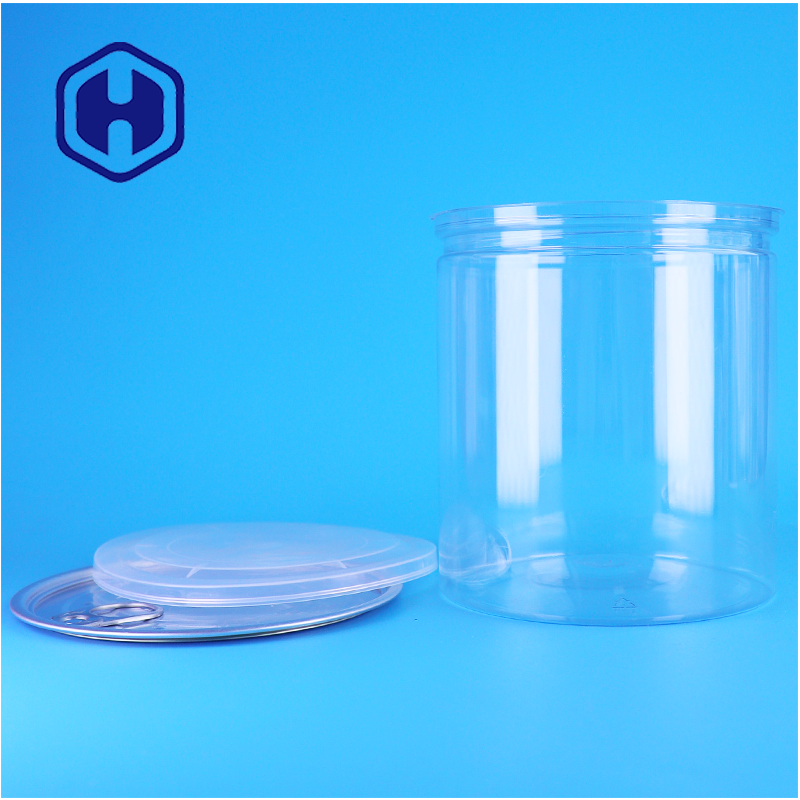 Hộp nhựa tròn trong suốt PET cho các loại hạt Trái cây sấy khô Thực phẩm Kẹo Cấp thực phẩm Nắp mở dễ dàng