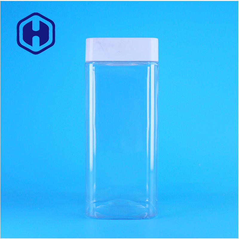 OEM hình vuông Mở theo yêu cầu chất lượng thực phẩm PET lọ nhựa cho bánh quy thức ăn thú cưng khô thương hiệu