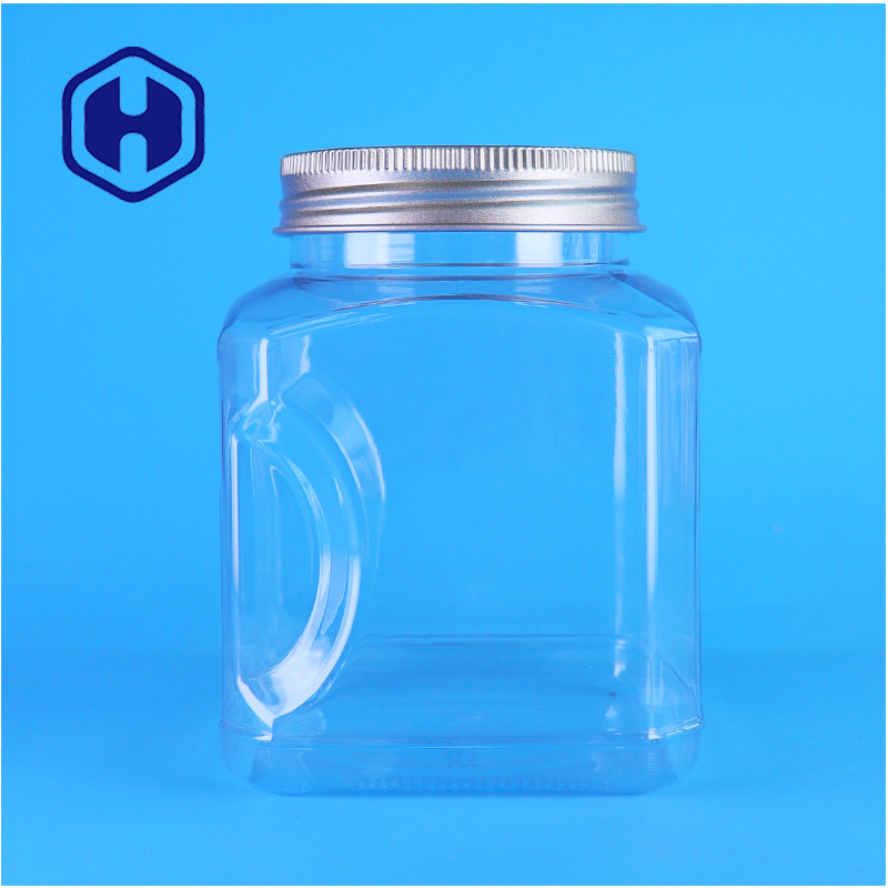 Cấp thực phẩm Rõ ràng Square PET Jar Nắp nhôm cho bao bì hạt điều Nhà sản xuất hộp đựng thực phẩm OEM