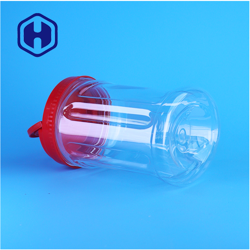 Thực phẩm lớp tinh khiết PET hạt lưu trữ bình tay cầm nắp nhà sản xuất cho hạnh nhân đậu phộng hạt dừa bao bì